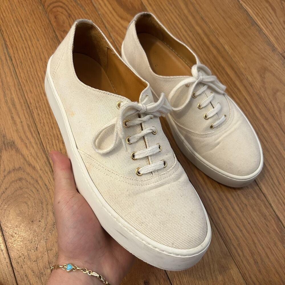 Sezane Les Souliers Matteo Trainers Canvas Leather Lined Sneakers Shoes 41 US 10